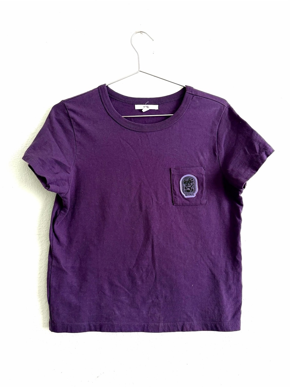 VANS short sleeve purple lucky cat tee causal cotton Large pocket t-shirt